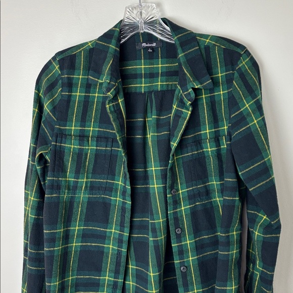 Madewell Dark Green Plaid Shirt with Yellow Stripes - S - Picture 2 of 7